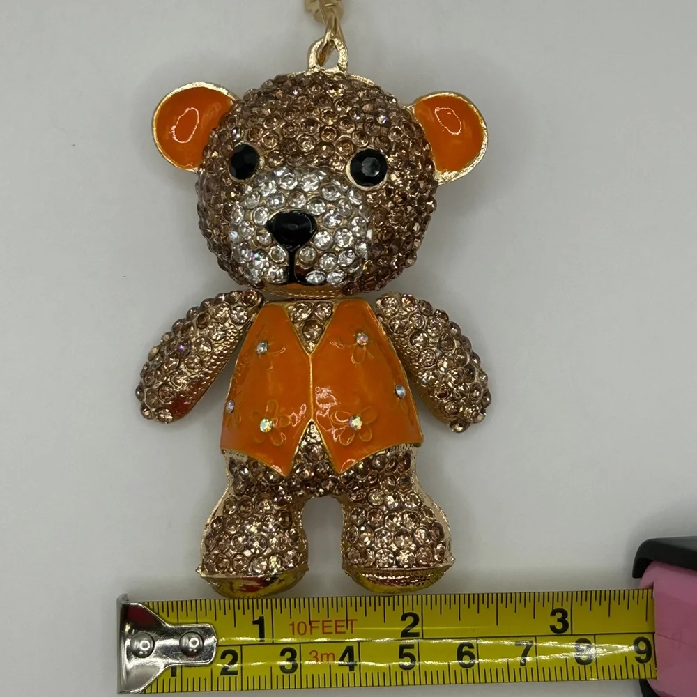 Sparkling Gold & Orange Rhinestone Mobile Keychain/Bag Charm